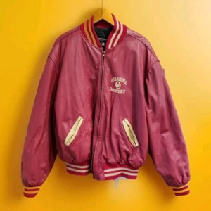 Vintage Holloway Oklahoma Sooners Varsity Leather Jacket Men Sz 2XL Made In USA* - Picture 1 of 16