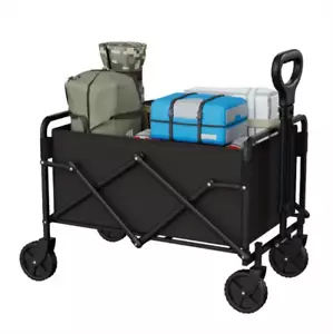Folding Wagon Cart Collapsible Outdoor Utility Wagon , Black - - Fast shipping! - Picture 1 of 3