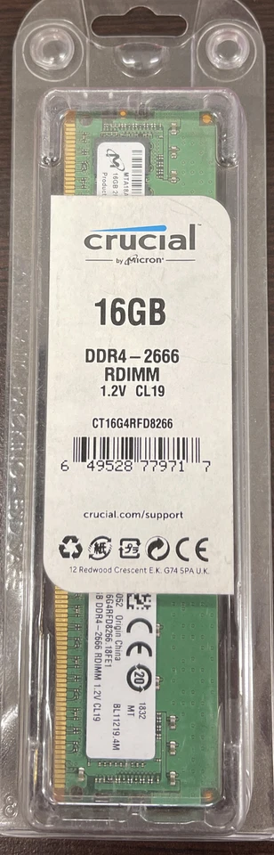 Crucial CT16G4RFD8266 16GB DDR4 -2666 RDIMM Memory Module - Image 1 of 1