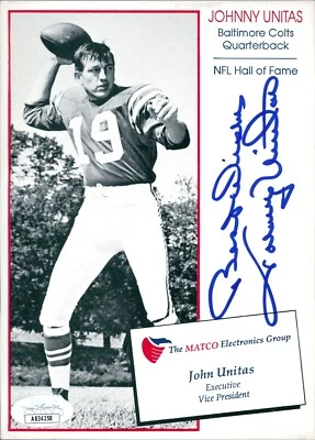 Johnny Unitas Baltimore Colts Signed 5x7 Promo Photo JSA Authenticated - Image 1 of 2