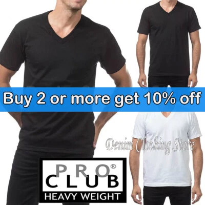 PRO CLUB V NECK T SHIRTS PLAIN MENS COMFORT SHIRT SHORT SLEEVE BIG AND TALL - Image 1 of 4