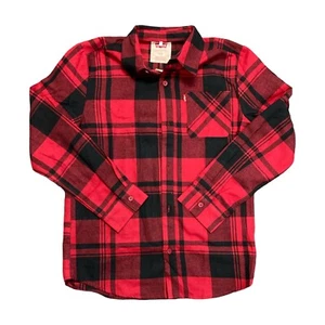 Levi's Boys' Plaid Flannel Shirt Color: red and Black Size:(L) 10/12 - Picture 1 of 2