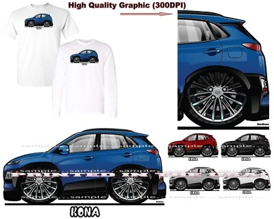 Hyundai Kona New SUV Compact Model DigiRods Cartoon Car T Shirt S-5X - Image 1 of 4