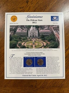 2002 Louisiana Statehood Commemorative Quarters Panel P&D, PCS, Stamps - Picture 1 of 2