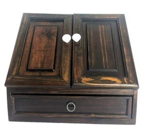 Vintage Pottery Barn Wooden Desk Top Secretary Organizer Made Philippines 13x11 - Picture 1 of 21