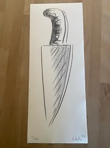 Günther Uecker "Messer" (19)86, handsigniert, unikatär, Graphitzeichnung - Bild 1 von 3