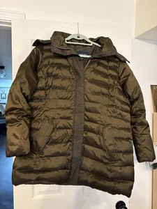 Lands End Parka Down Jacket With Fur Hood Women’s Sz 1x 16 18 Iridescent Great - Picture 1 of 4