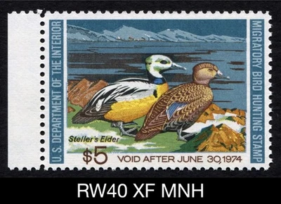 RW40 XF MNH 1973 Steller’s Eider US Federal Duck Stamp Migratory Waterfowl Mint - Image 1 of 3