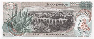 Mexiko 5 Pesos 27.10.1971 Serie 1AJ Präfix J Stempelglanz Banknote HJ - Bild 1 von 2