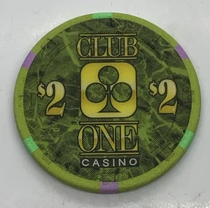 Club One Casino $2 Chip Fresno CA California H&C Card Room 1995 - Imagen 1 de 3