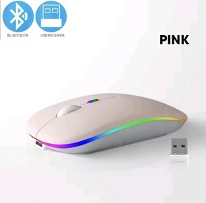 Rechargeable Slim Cordless Silent Mouse Bluetooth 5.0+ 2.4G Cordless Laptop PC - Picture 1 of 6