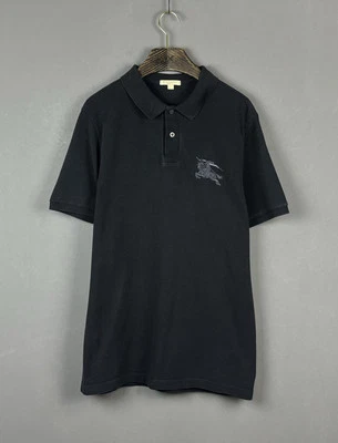 BURBERRY BRIT Black Embroidered Big Logo Short Sleeve Polo Shirt Size L - Image 1 of 4