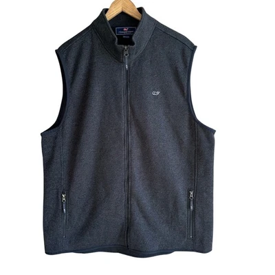 Vineyard Vines Men's Fleece Full Zip Vest Whale Logo XXL Charcoal  - Image 1 of 4