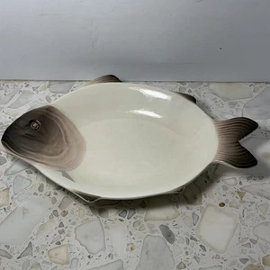 Vintage Longwy France Les Poissons Fish-Shaped Serving Dish 13” Ceramic - Picture 1 of 6