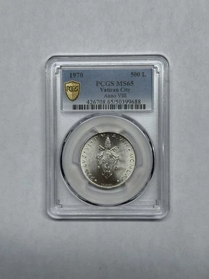 1970 Vatican City Silver 500 Lire PCGS MS65 Gold Shield - Image 1 of 2