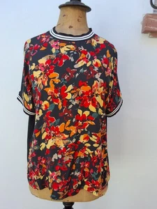 s oliver 42, Damen Shirt, Sus. Viskose, Schwarz/rotfarbige Blumen, Neu - Bild 1 von 9