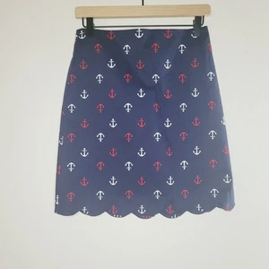 Gonna Talbots linea A blu bianca e rossa ancore orlo smerlato donna Petite 2 - Foto 1 di 8