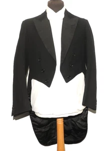 ABRIGO TRASERO VINTAGE A MEDIDA HENRY POOLE & CO SAVILE ROW BLANCO CORBATA 38 S NEGRO - Imagen 1 de 21