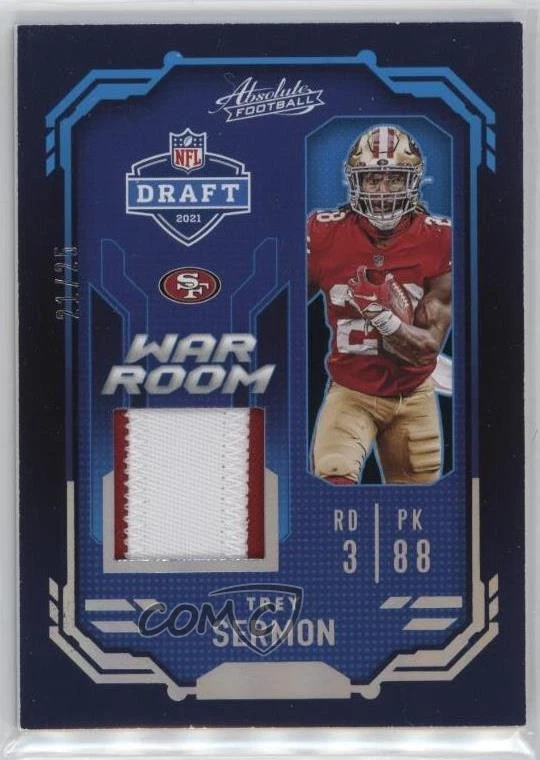 2021 Panini Absolute War Room Materials Holo Silver /25 Trey Sermon Rookie RC - Image 1 of 2