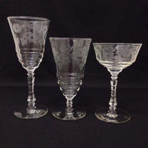 Rock Sharpe Etched Glasses - Iced Tea Glass Water Goblet Tall Champagne Sherbet  - Picture 1 of 6