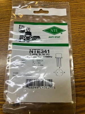 Transistor NTE341 NPN Salida de potencia RF, 4W @ 175MHz, Foto 1 de 2