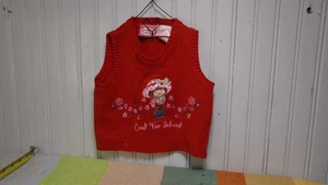 Vintage Strawberry Shortcake Embroidered Red Knit Vest Size 12 mos - Picture 1 of 6