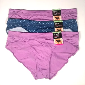Bali XL / 8 Bikini Panty Womens One Smooth U 3 Pair Microfiber Purple Blue NEW - Picture 1 of 10
