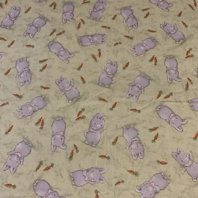 "Bunnies By The Bay" Fabric Remnant From Timeless Treasures Pattern #C5822 Green - Image 1 of 4