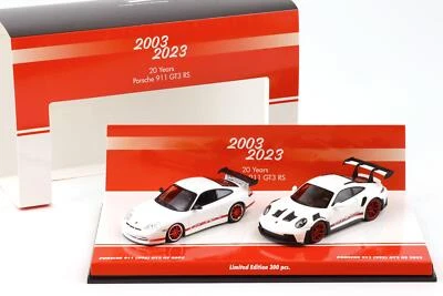 1:43 Minichamps 2-Car SET 20 Jahre Porsche 911 GT3 RS 996  + 992 white/ red - Bild 1 von 4