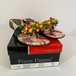 Sandalias Pierre Dumas Botón Cuentas Coloridas Cuña Baja Talla 7.5 - Imagen 1 de 5