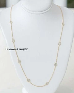 Natural Polki Diamond Necklace Jewelry Sterling Silver Anniversary Gift Jewelry - Picture 1 of 1
