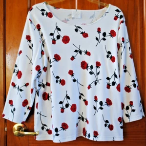 NWOT Style Studio Shirt "Roses Forever" Women's 2x top, 50-50 cotton/polyester - Picture 1 of 3