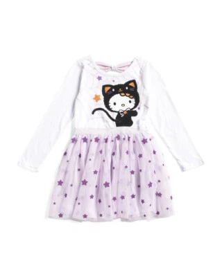 NWT Hello Kitty Halloween Little Girls Purple Tutu Dress Long Sleeve Size 6X - Image 1 of 2