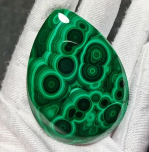 AAA 48,4 G natürlicher polierter Malachit Birne Cabochon Edelstein Kongo Afrika YWD133 - Bild 1 von 11