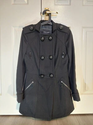 LONGCHAMP Mujer Chaquetón Largo Lana Doble Pecho Negro Talla 36 Hecho en FRANCIA Foto 1 de 4