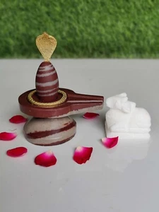 Narmadeshwar Shivling Original/Natural Narmada Stone with Jaldhari Nandi - Picture 1 of 1