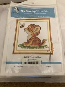 NIB Joy Sunday Cross Stitch D384 Tiger & Bee 23x24cm 11ct 3 Strands - Picture 1 of 12