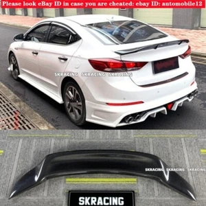 Fits For Hyundai Elantra 2017-2018 Carbon Fiber Rear Trunk Deck Lip Wing Spoiler - Picture 1 of 14