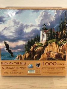 1000 Pcs Jigsaw Puzzle High on the Hill SunsOut USA Light House Eagle Ocean Rock - Picture 1 of 8