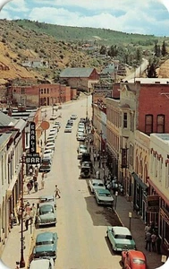 Tarjeta postal Main St. Earl's Toll Gate Bar Cars Street Scene Central City, CO 1950 - Imagen 1 de 2