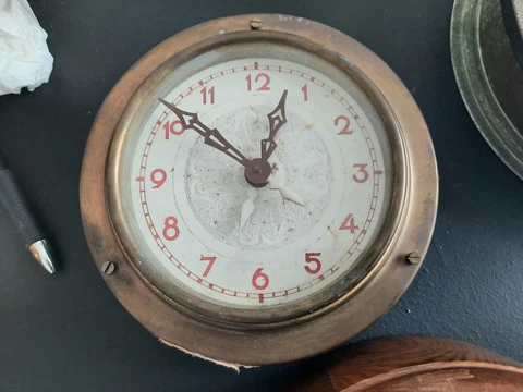 Vintage Ships Bulkhead Slave Clock Heavy Galvanised Metal Industrial Look Cover