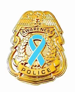 Prendedor de cinta azul claro insignia de policía conciencia seguridad sheriff chapado en oro nuevo - Imagen 1 de 7