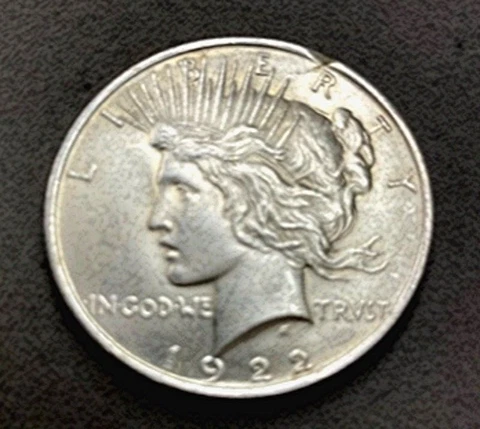 UNC 1922 PEACE DOLLAR WITH A NEAT PLANCHET CRACK Cover