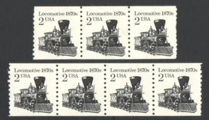 7 Unused US Postage 2 Cent Stamps LOCOMOTIVE 1870s - Picture 1 of 3