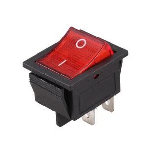 Interruttore a bilanciere a scatto 4 pin DPST ON/OFF luce rossa illuminato 16A 20A 250V AC G7 - Foto 1 di 8