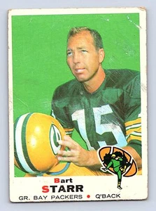 Bart Starr Card 1969 Topps #215 Green Bay Packers QB creasing & surface issues - Picture 1 of 2