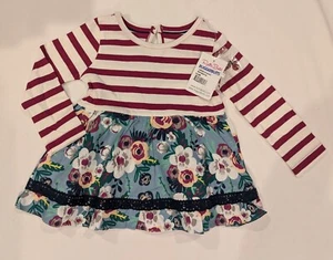NWT RuffleButts Baby Girls Secret Garden Floral Stripe Tunic Top SIZE 18-24 M - Picture 1 of 5