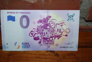 BILLET ZERO EURO SPIROU ET FANTASIO NEUF NUMEROTE - Picture 1 of 2