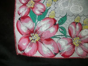 Flower Pixie Hankie Elf Floral Print Handkerchief Vintage Hanky 1147 - Picture 1 of 12
