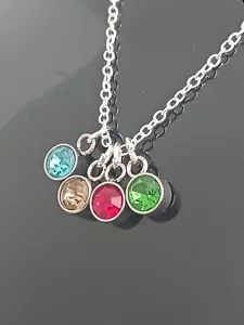 Sterling Silver Birthstone Necklace 925, Personalised Crystal Jewellery Gift - Picture 1 of 7